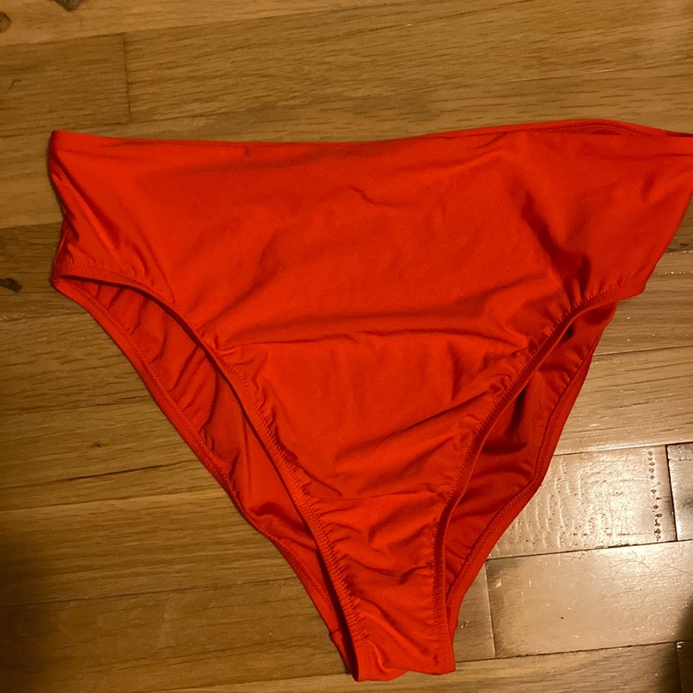 Athleta High Leg Bikini Bottom, Vermillion, L, Excellent Condition